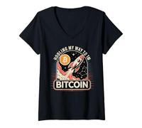 Womens HODLing my way to 1M bitcoin, HODL bitcoin crypto V-Neck T-Shirt