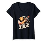 Womens HODLing my way to 200k bitcoin, HODL bitcoin crypto V-Neck T-Shirt