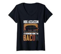 Women's Hog Hunting Design for A Wild Hog Hunter V-Neck T-Shirt