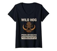 Womens Hog Hunting Feral Pig Boar Control Wild Hog Patrol Pride V-Neck T-Shirt