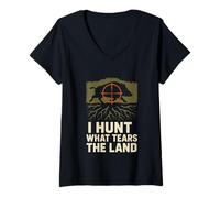 Womens Hog Hunting Feral Pig Boar Control Wild Hog Patrol Pride V-Neck T-Shirt