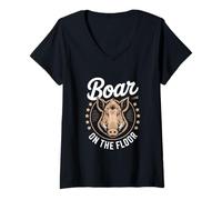 Womens Hog Hunting Hog Hunter Boar on The Floor V-Neck T-Shirt
