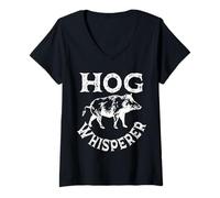Women's Hog Whisperer Wild Animals Hunt Hunting Hunter V-Neck T-Shirt