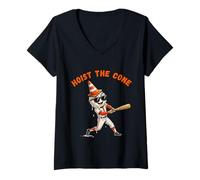 Women's Hoist The Cone Funny Baseball Drip Hoist The Cone Meme V-Neck T-Shirt