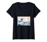 Women's Hokusai The Great Wave Off Kanagawa V-Neck T-Shirt
