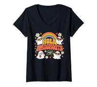 Women's Hola Amighosts Ghost Funny Halloween Costume Spanish Teacher V-Neck T-Shirt