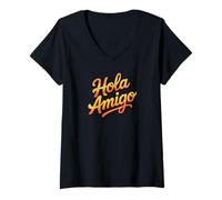 Women's Hola Amigo Friendly Spanish Phrase V-Neck T-Shirt