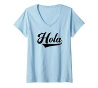 Women's Hola Hello Spanish Mexican Cinco de Mayo Latin Hispanic V-Neck T-Shirt