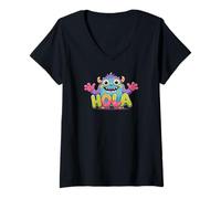 Women's Hola. Spanish Greeting, Hello Quote V-Neck T-Shirt
