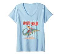 Women's Hold Your Gator Cowboy Alligator Riding Humor V-Neck T-Shirt