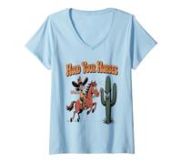 Womens Hold Your Horses Angry Cactus Cowboy Introvert Rancher V-Neck T-Shirt