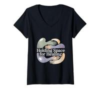 Women's Holding Space for Healing Therapist Support V-Neck T-Shirt