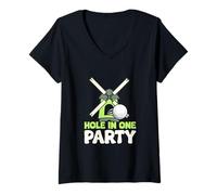 Women's Hole in One Party Golf Enthusiast Driving Range Links V-Neck T-Shirt