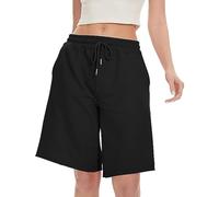 Womens Holiday Essentials Jogging Bottoms for Women Shorts Knee Length Drawstring Casual Loose Summer Cotton Sports Shorts With Pockets Knee Length Chino Shorts Women Knee Length Walking Shorts Women