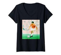 Women's Holland Argentina Johan Cruyff in Action World Cup Football V-Neck T-Shirt