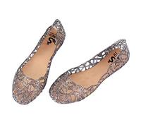 Womens Hollow Glitter Jelly Shoes Beach Summer Flats Sandals for Summer Beach Party Lightweight Breathable Sliders for Walking Travelling Women's Flat Sandals Ladies Summer Casual Sandal Closed Toe