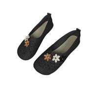 Women's Hollow Leather Casual Shoes Women's Small Leather Shoes Breathable Comfortable Casual Shoe Black