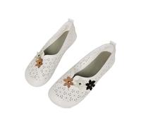 Women's Hollow Leather Casual Shoes Women's Small Leather Shoes Breathable Comfortable Casual Shoe White