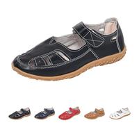 Women'S Hollow Out Breathable Sandals,Flat Sandals For Women,Non Slip Sole Sandal With Adjustable Hook And Loop Strap,Closed Heel & Solid Colour Slides,Summer Casual City Walk Wear