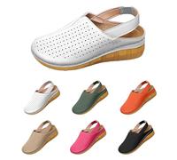 Women'S Hollow Out Breathable Wedge Sandals,Retro Sandals For Women,Summer Casual Sandal,Elastic Ankle Strap Slides,Casual Lightweight Slides For Outdoor & City Walk,Solid Colour And Closed Toe