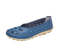 Womens Hollow Out Comfortable Loafers,Casual Round Toe Moccasins Soft Walking Boat Shoes Women Women's Loafers and for Driving Ladies Sandals Size 7 Walk Office (12 Light Blue,5.5)