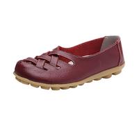 Womens Hollow Out Comfortable Loafers,Women Moccasins Women's Orthopedic Shoes Sandals Loafers Women Spring Retro Round Head Wedge for Walk Office Indoor Outdoor (05 Wine,6.5)