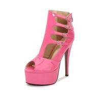Women's Hollow-Out Sandals for Nightclub & Pole Dancing - 14cm Ultra High Heels Large Size Comfort Party Shoes,Pink,7 UK