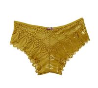 Women's Hollow Out Underwear Lace Ladies Underwear Crochet Lace Up Panty Thongs Sexy Panties Breathable Soft Underpants Briefs Cute Bikini Panties Cheeky Butt Lifting Comfor Yellow