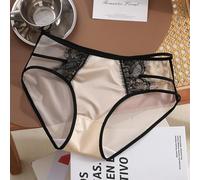 Women's Hollowed-Out Satin-Finished Underwear Made from Polyester with Delicate Thin Waistband Accent (L Skin)