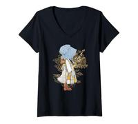 Womens Holly Hobbie Classic Hat And Flowers V-Neck T-Shirt