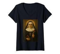 Womens Holy Catholic Icon of St. Katharine Drexel V-Neck T-Shirt