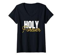 Womens Holy Forever Christian Apparel for Believers V-Neck T-Shirt