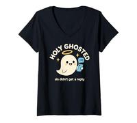 Womens Holy Ghosted Christian Pun Funny Cute Kawaii Ghost Meme Art V-Neck T-Shirt