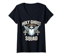 Womens Holy Ghosts Squad Funny Christian Halloween T-Shirt V-Neck T-Shirt