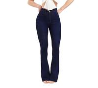 Women's Holy Grail Tummy Control Bootcut Jeans High Waisted Wide Leg Bootcut Jeans Stretchy Denim Pants (Blue,XXL)