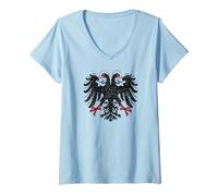 Women's Holy Roman Banner Flag Double Head Eagle V-Neck T-Shirt