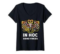 Womens Holy Roman Catholic Empire Double Headed Eagle Crest V-Neck T-Shirt