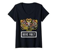 Womens Holy Roman Catholic Empire Double Headed Eagle Crest V-Neck T-Shirt