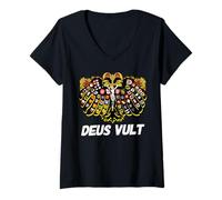 Womens Holy Roman Catholic Empire Double Headed Eagle Crest V-Neck T-Shirt