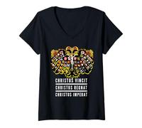 Womens Holy Roman Catholic Empire Double Headed Eagle Crest V-Neck T-Shirt