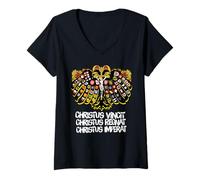 Womens Holy Roman Catholic Empire Double Headed Eagle Crest V-Neck T-Shirt