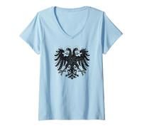 Womens HOLY Roman Empire Banner Flag Double Headed Eagle V-Neck T-Shirt