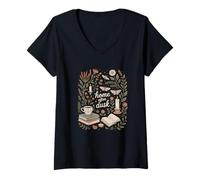 Women's Home After Dusk Cottagecore Dark Witchy Moths Tea V-Neck T-Shirt