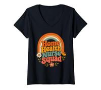 Women's Home Care RN Nursing Rainbow Home Health Nurse Squad V-Neck T-Shirt