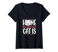 Women's Home is Where My Cat is V-Neck T-Shirt