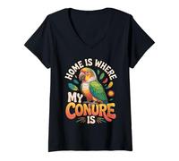 Women's Home is Where My Conure is Conures V-Neck T-Shirt