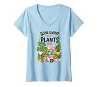 Women's Home is Where My Plants are Crazy Plant Lady V-Neck T-Shirt