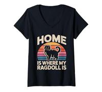 Women's Home is Where My Ragdoll is V-Neck T-Shirt