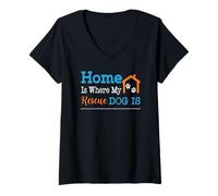 Women's Home is Where My Rescue Dog V-Neck T-Shirt