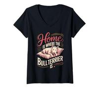 Women's Home is Where The Bull Terrier is Dog Lover V-Neck T-Shirt
